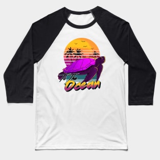 Vsco Girl Sea Turtle Synthwave Vaporwave ocean Retro Wave Baseball T-Shirt